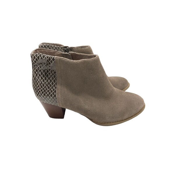 Vionic GREIGE Ankle Boots 322 BROMLEY Suede Faux Snake Size 6 TAN Booties - Picture 3 of 10